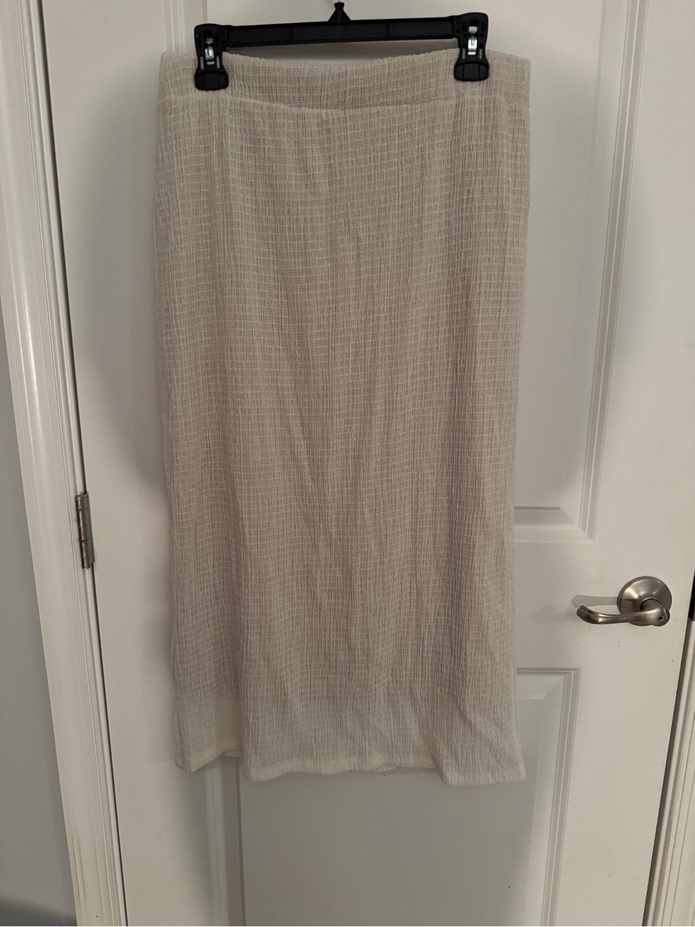 Vince Cream Textured Midi Skirt with Subtle Grid